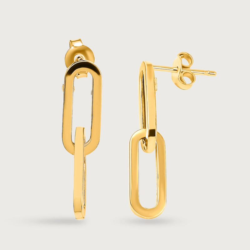 Paperclip Link Earrings in 9K Yellow Gold