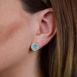 Lattice Disc Earrings with Turquoise