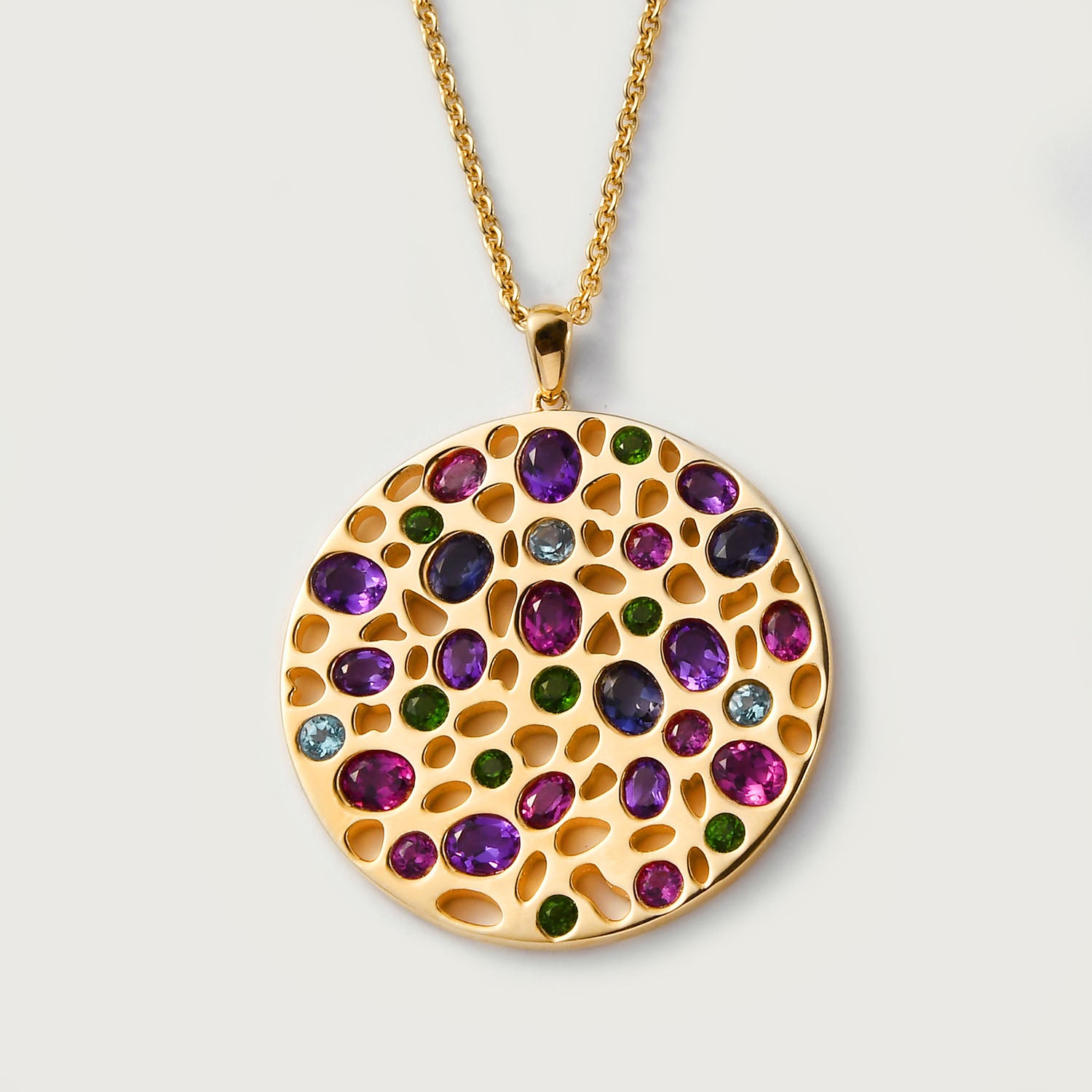 Lattice Disc Gems Pendant FREE Chain