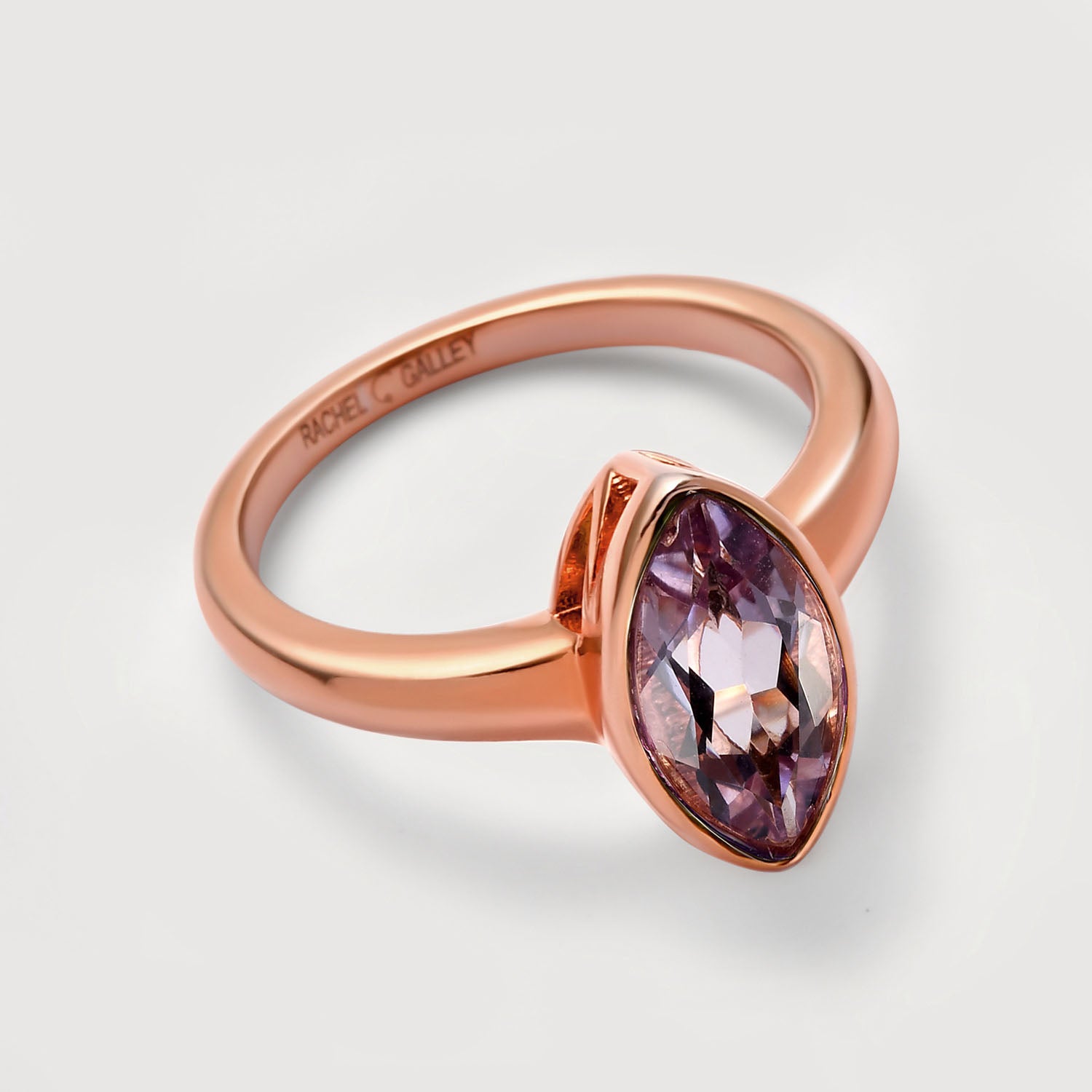 Surf Moon Ring with Pink Amethyst