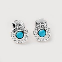 Lattice Disc Earrings with Turquoise