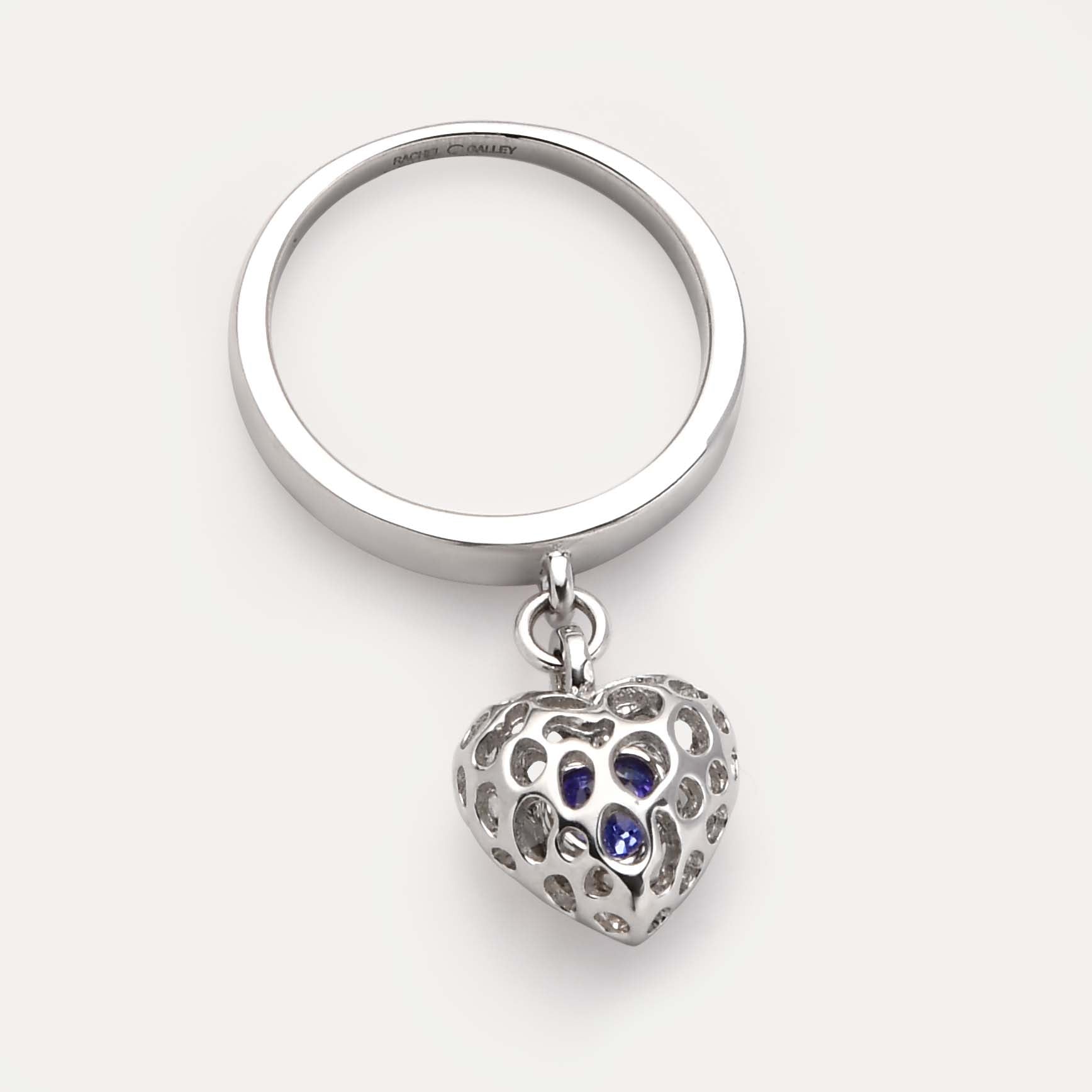 Amore Angel Heart Charm Ring Tanzanite