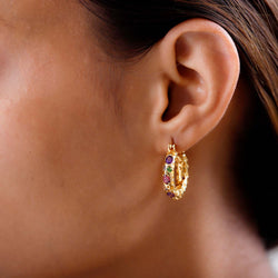Allegro Loop Multi Gems Hoop Earrings