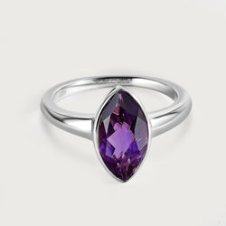 Surf Moon Ring with Amethyst