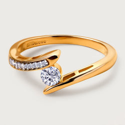 Versa Solitaire Certified Diamond Bypass Ring in 14K Gold Diamond Carat 0.27 cts.