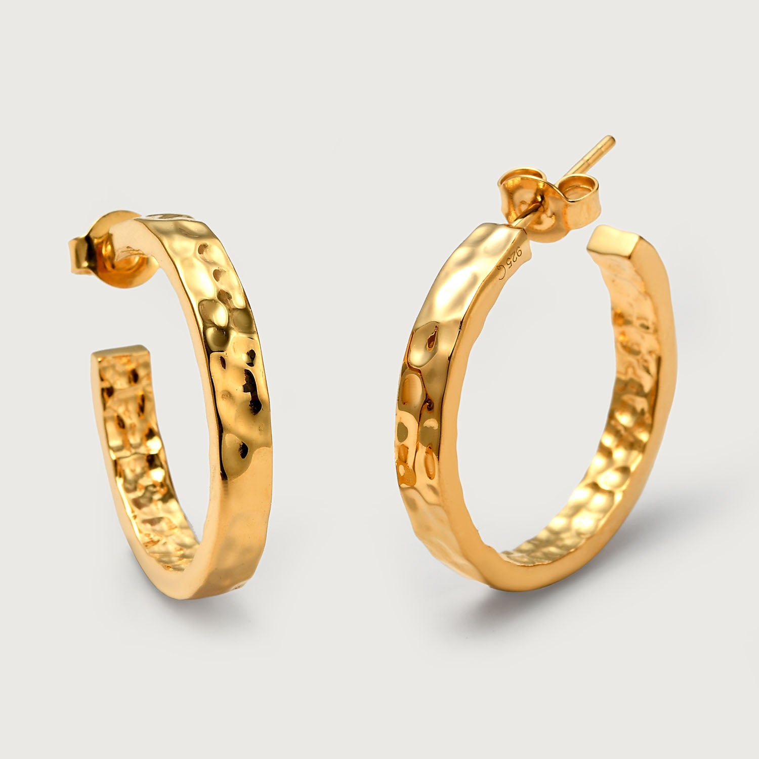 Grecian Hammered Large Hoops - 18K Gold Vermeil - Rachel Galley