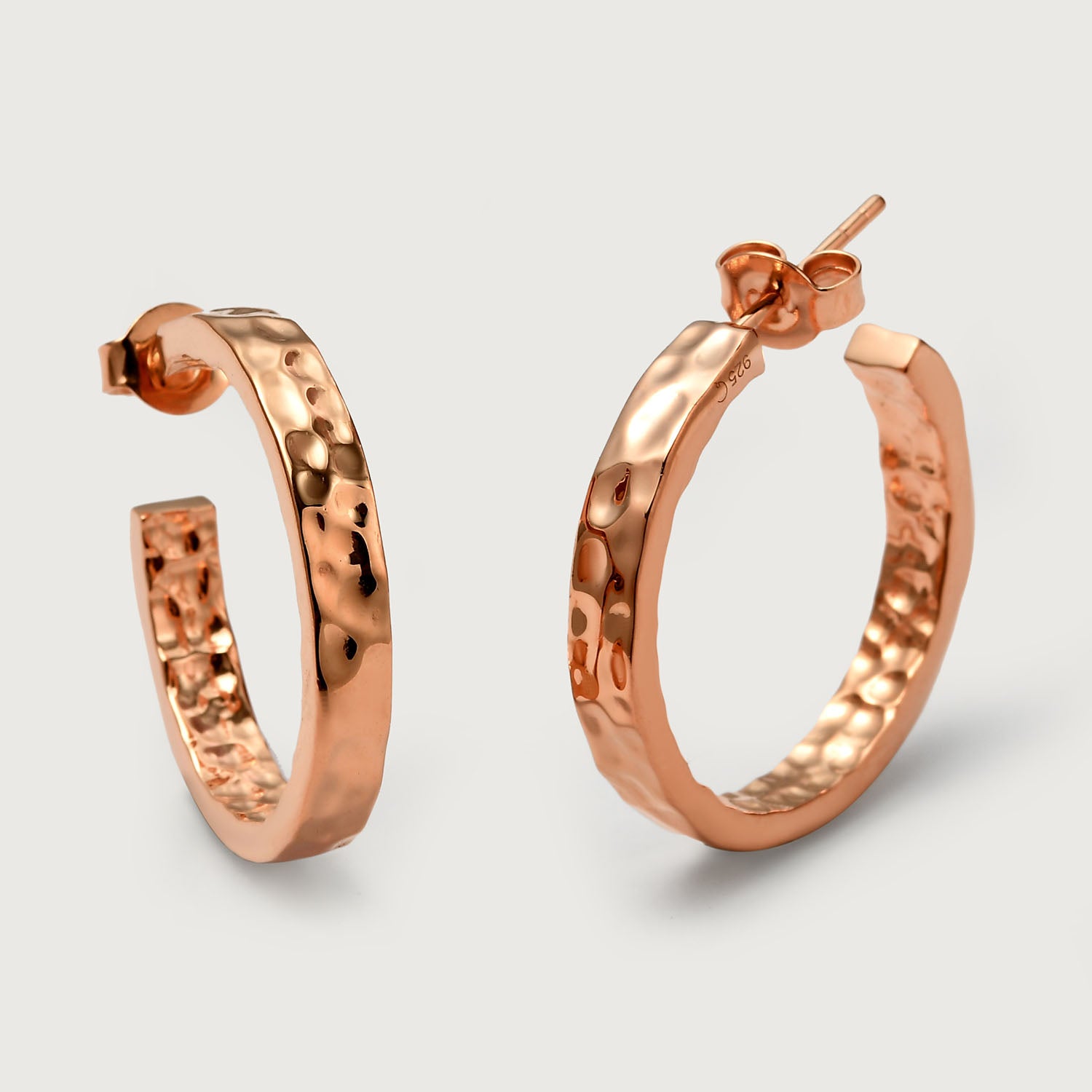 Grecian Hammered Large Hoops - 18K Rose Gold Vermeil - Rachel Galley