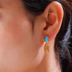 Lattice Pebble Drop Earrings with Sleeping Beauty Turquoise
