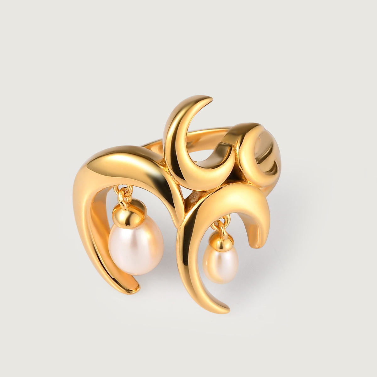 Wave Ring Fresh Water Pearls