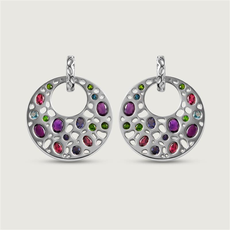 Lattice Disc Gems Drop Earrings